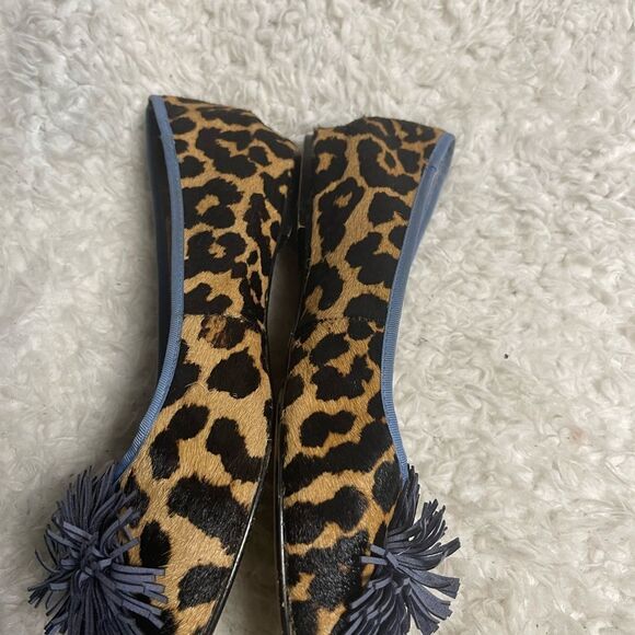 Wendy Williams leather calf hair Leopard Print Flats with Blue trim SZ10W - Picture 7 of 11